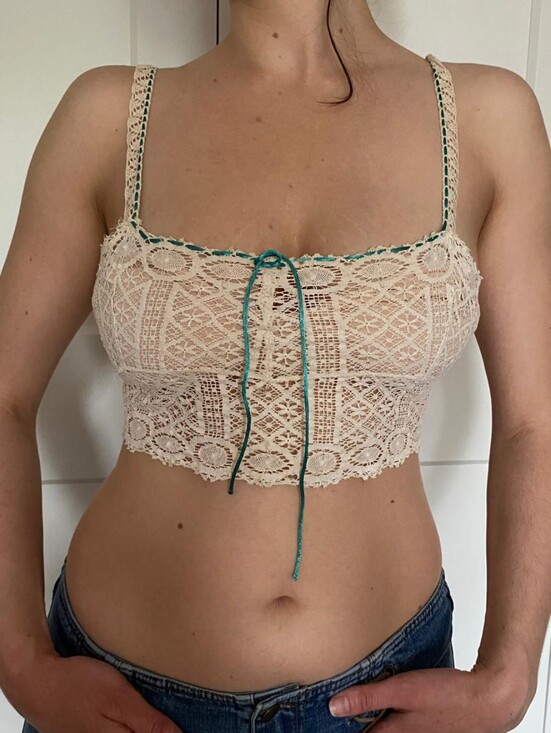 Vintage Tops - Antique 1930s Lace / Crochet Bralette Camisole Crop top Vintage